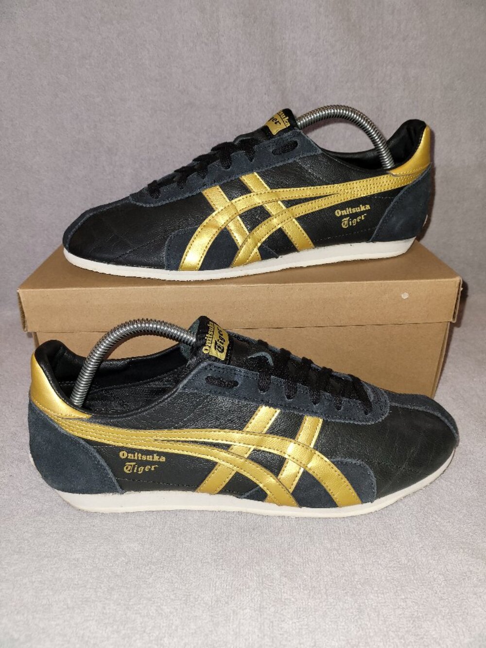 Onitsuka Tiger Runspark Black Gold D201L-001 Retro Sneakers Men's Size 9 (#2936)